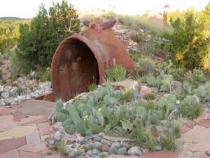 Xeriscape garden with flagstone walkway