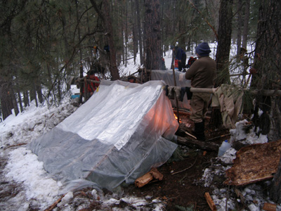 Working Super Shelter just before nightfall.