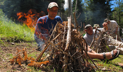 Fire from sticks