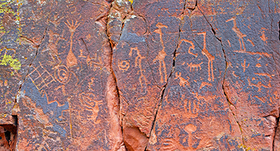 Fantastic petroglyphs, (Native American rock art).