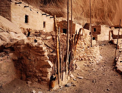 An ancient ruin site so well preserved that some of the wooden timbers remain intact.