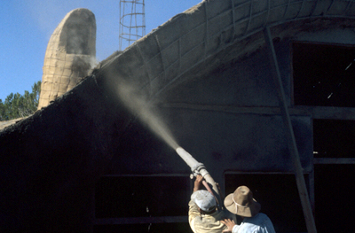 Shooting the gunite.