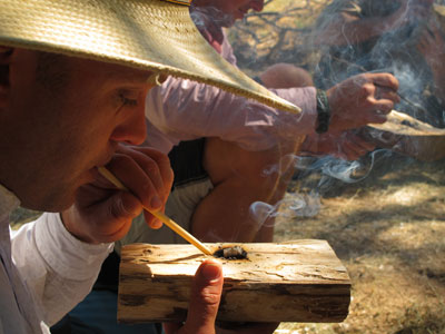 Making a bowl with fire.