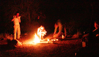 Practicing skills around the campfire
